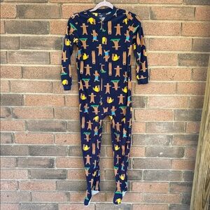 Carter's Navy Blue Athletic Bear Print Footie Kid's Pajamas Size 10